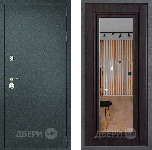 Входная металлическая Дверь Дверной континент Рубикон Серебро Дизайн ФЛЗ Зеркало Венге в Звенигород