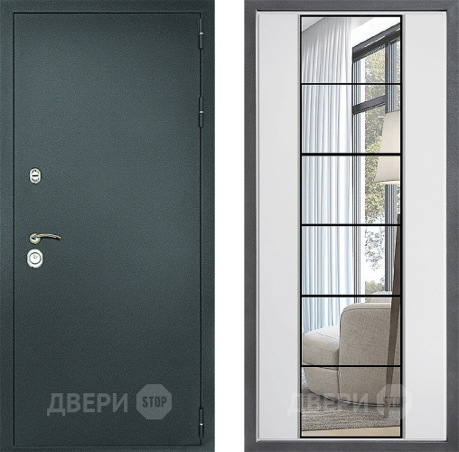 Дверь Дверной континент Рубикон Серебро Дизайн ФЛЗ-2 Зеркало Белый софт в Звенигород