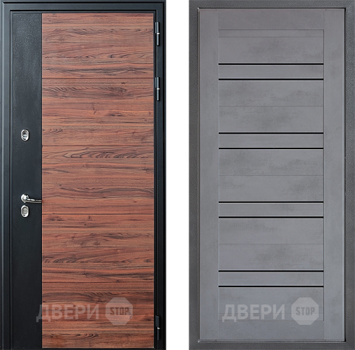 Входная металлическая Дверь Дверной континент ДК-15 Красное Дерево ТЕРМО ФЛ-49 Бетон серый в Звенигород