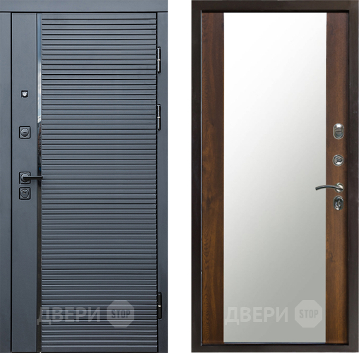 Входная металлическая Дверь Престиж Черная Линия Зеркало Дуб в Звенигород