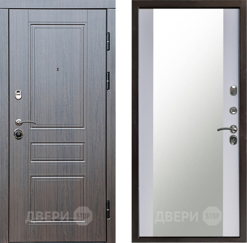 Входная металлическая Дверь Престиж Классика Венге Зеркало Белый софт в Звенигород