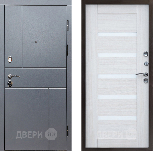 Входная металлическая Дверь Престиж Горизонт Грэй Царга Лиственница белая в Звенигород