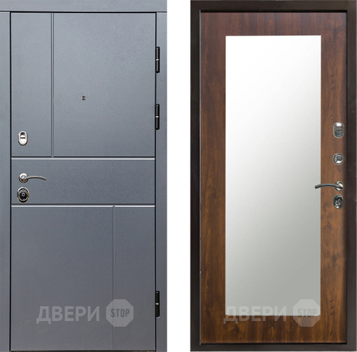 Входная металлическая Дверь Престиж Горизонт Грэй Зеркло Пастораль Дуб в Звенигород