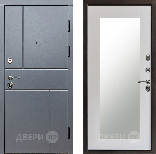 Входная металлическая Дверь Престиж Горизонт Грэй Зеркло Пастораль Лиственница белая в Звенигород