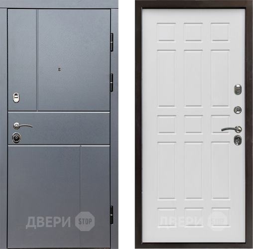 Входная металлическая Дверь Престиж Горизонт Грэй Спарта Белое дерево в Звенигород