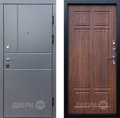 Входная металлическая Дверь Престиж Горизонт Грэй Премиум Орех темный в Звенигород
