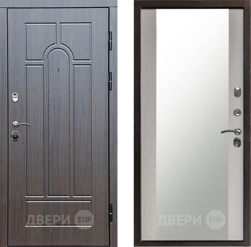 Входная металлическая Дверь Престиж Арка Зеркало Лиственница белая в Звенигород