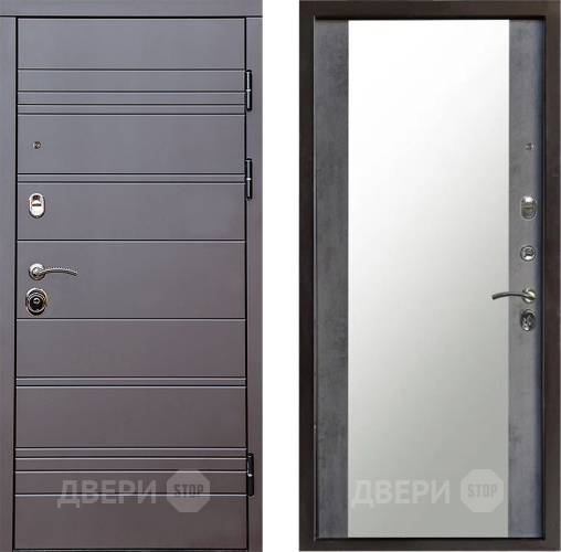 Входная металлическая Дверь Престиж Линия Браун Зеркало Бетон темный в Звенигород