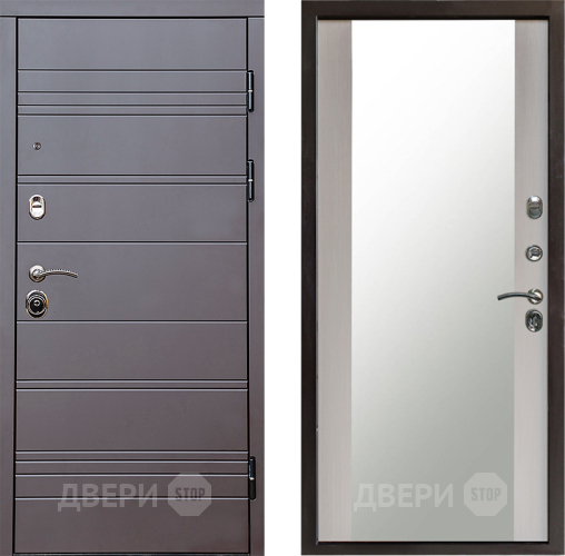 Входная металлическая Дверь Престиж Линия Браун Зеркало Лиственница белая в Звенигород