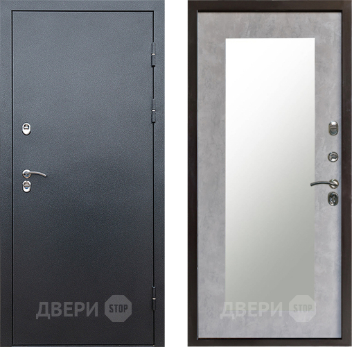 Входная металлическая Дверь Престиж TERMO с терморазрывом Снегирь Серебро Зеркало пастораль Бетон светлый в Звенигород