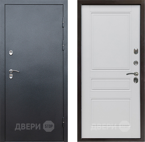 Входная металлическая Дверь Престиж TERMO с терморазрывом Снегирь Серебро Классика Белый матовый в Звенигород
