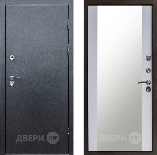 Дверь Престиж TERMO с терморазрывом Снегирь Серебро Зеркало Белый софт в Звенигород