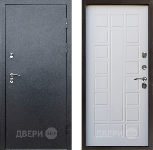 Входная металлическая Дверь Престиж TERMO с терморазрывом Снегирь Серебро Престиж Белое дерево в Звенигород