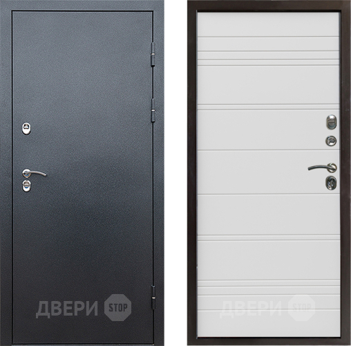 Входная металлическая Дверь Престиж TERMO с терморазрывом Снегирь Серебро Line Белый в Звенигород