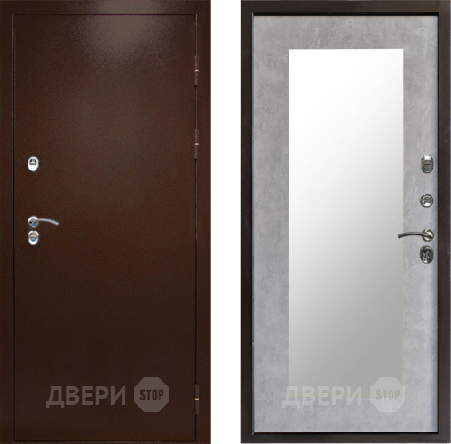 Входная металлическая Дверь Престиж TERMO с терморазрывом Снегирь Медь Зеркало пастораль Бетон светлый в Звенигород