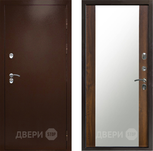 Входная металлическая Дверь Престиж TERMO с терморазрывом Снегирь Медь Зеркало Дуб в Звенигород