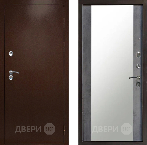 Входная металлическая Дверь Престиж TERMO с терморазрывом Снегирь Медь Зеркало Бетон темный в Звенигород