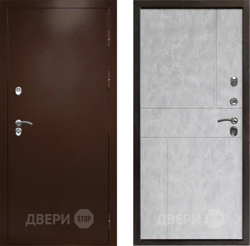 Входная металлическая Дверь Престиж TERMO с терморазрывом Снегирь Медь Горизонт Бетон светлый в Звенигород