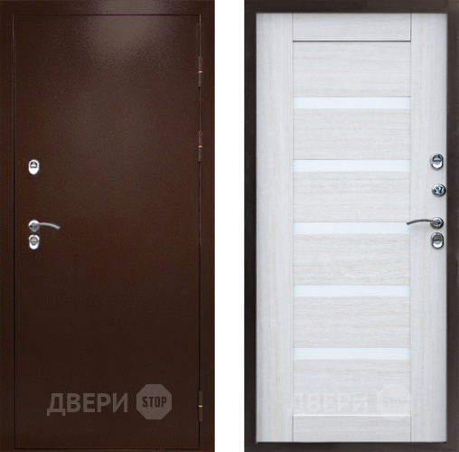 Входная металлическая Дверь Престиж TERMO с терморазрывом Снегирь Медь Царга Лиственница белая в Звенигород