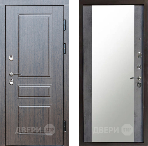 Входная металлическая Дверь Престиж TERMO с терморазрывом Классика Зеркало Бетон темный в Звенигород
