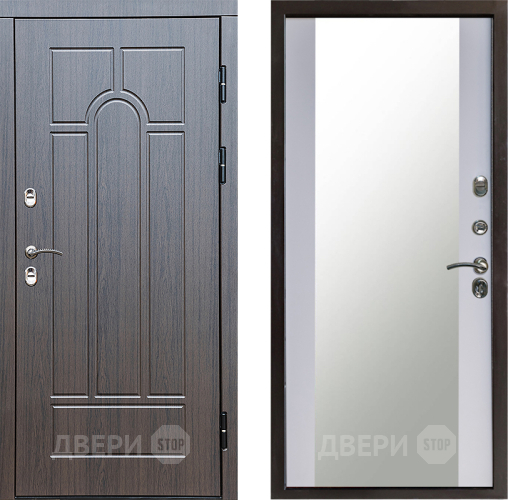 Входная металлическая Дверь Престиж TERMO с терморазрывом Арка Зеркало Белый софт в Звенигород