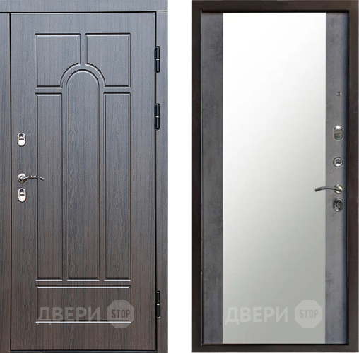 Входная металлическая Дверь Престиж TERMO с терморазрывом Арка Зеркало Бетон темный в Звенигород