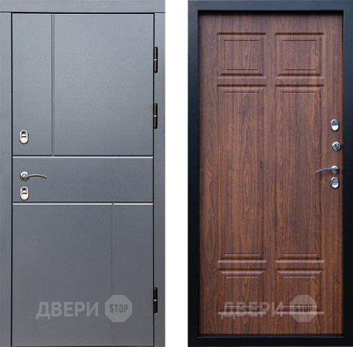 Входная металлическая Дверь Престиж TERMO с терморазрывом Горизонт Грэй Премиум Орех темный в Звенигород