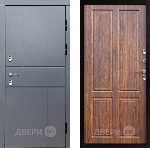 Входная металлическая Дверь Престиж TERMO с терморазрывом Горизонт Грэй Премиум Орех светлый в Звенигород