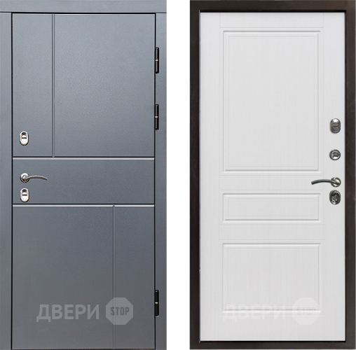 Входная металлическая Дверь Престиж TERMO с терморазрывом Горизонт Грэй Классика Белое дерево в Звенигород