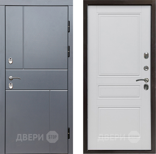 Входная металлическая Дверь Престиж TERMO с терморазрывом Горизонт Грэй Классика Белый матовый в Звенигород