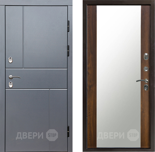 Входная металлическая Дверь Престиж TERMO с терморазрывом Горизонт Грэй Зеркало Дуб в Звенигород