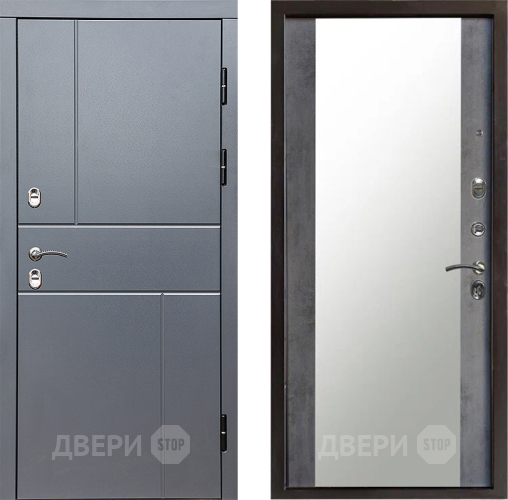 Дверь Престиж TERMO с терморазрывом Горизонт Грэй Зеркало Бетон темный в Звенигород