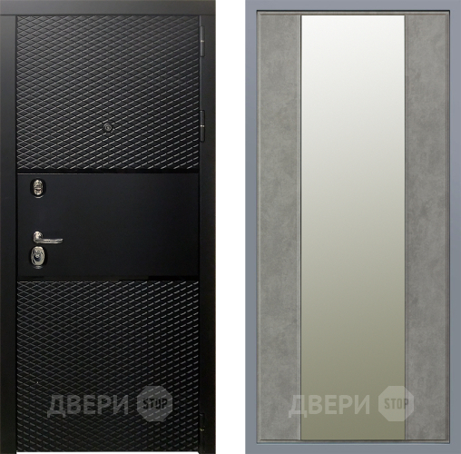 Дверь Заводские двери Тефлон Зеркало Макси Бетон темный в Звенигород