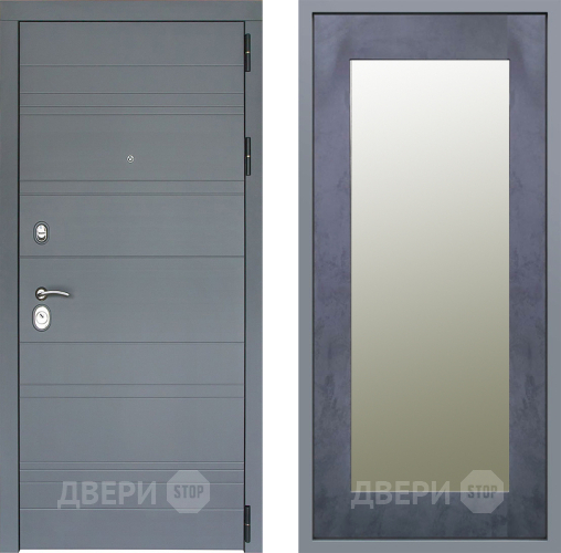 Дверь Заводские двери Лира Софт графит Зеркало Модерн Бетон темный в Звенигород