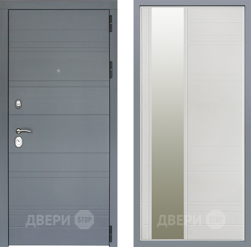 Дверь Заводские двери Лира Софт графит Зеркало Лира Белый софт в Звенигород