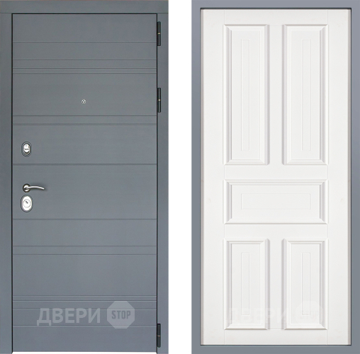 Дверь Заводские двери Лира Софт графит Уругвай Белый софт в Звенигород
