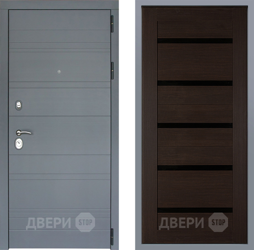 Дверь Заводские двери Лира Софт графит СБ-1 орех тисненый в Звенигород