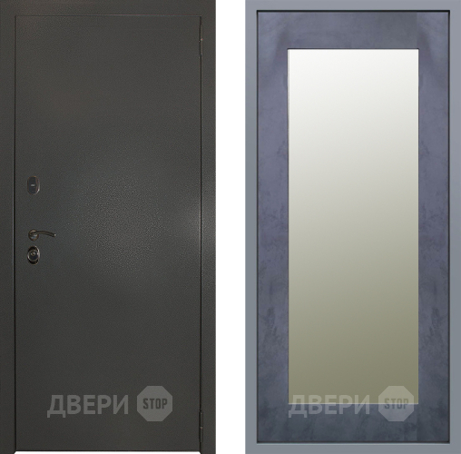 Дверь Заводские двери Эталон 3к антик серебро Зеркало Модерн Бетон темный в Звенигород