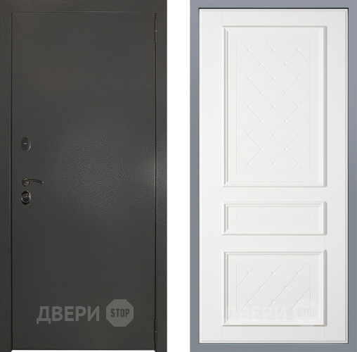 Дверь Заводские двери Эталон 3к антик серебро Урбино Белый софт в Звенигород