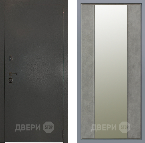 Дверь Заводские двери Эталон 3к антик серебро Зеркало Макси Бетон темный в Звенигород