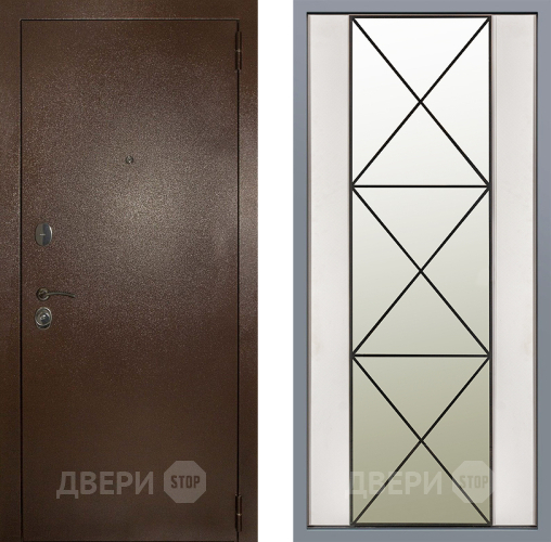 Дверь Заводские двери Эталон 3к антик медь Зеркало Перфекто Структурное дерево в Звенигород