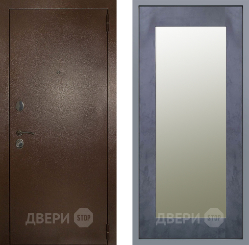 Дверь Заводские двери Эталон 3к антик медь Зеркало Модерн Бетон темный в Звенигород