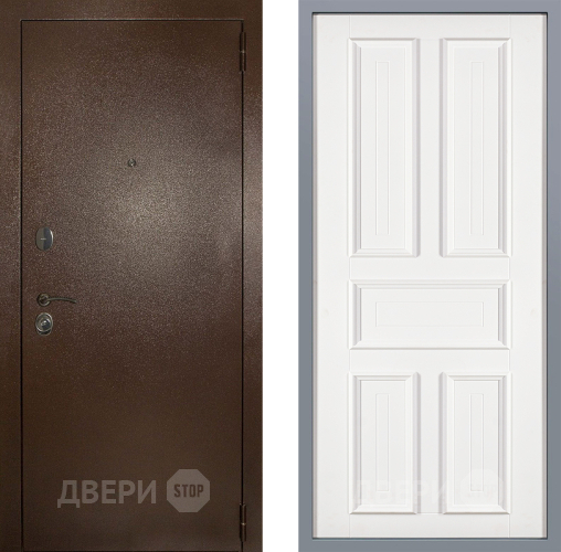 Дверь Заводские двери Эталон 3к антик медь Уругвай Белый софт в Звенигород