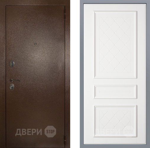 Дверь Заводские двери Эталон 3к антик медь Урбино Белый софт в Звенигород
