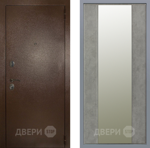 Дверь Заводские двери Эталон 3к антик медь Зеркало Макси Бетон темный в Звенигород
