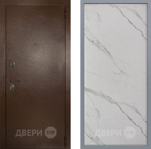 Дверь Заводские двери Эталон 3к антик медь Тривия Мрамор белый в Звенигород