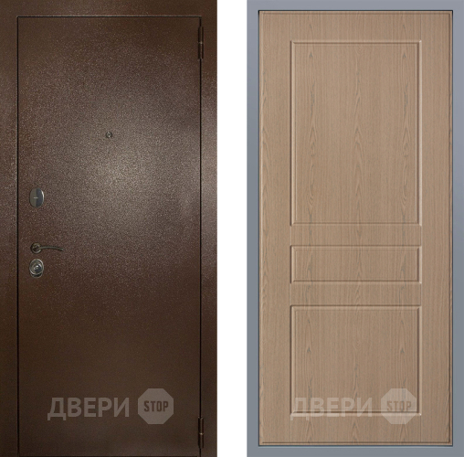 Дверь Заводские двери Эталон 3к антик медь К-2 Беленый дуб в Звенигород