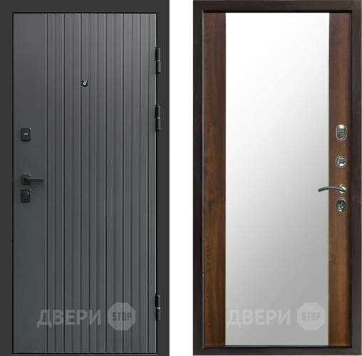 Входная металлическая Дверь Престиж Tvist Grey Зеркало Дуб в Звенигород