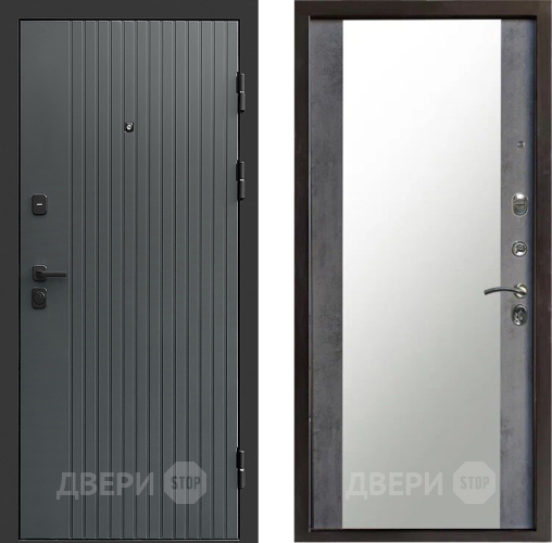Входная металлическая Дверь Престиж Tvist Grey Зеркало Бетон темный в Звенигород
