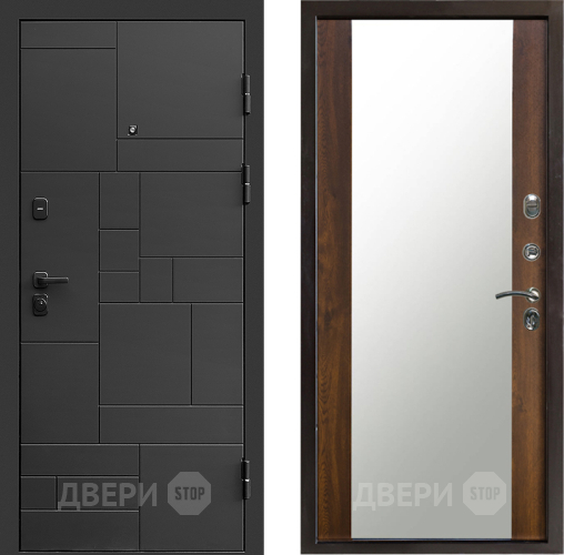 Входная металлическая Дверь Престиж Kvadro Зеркало Дуб в Звенигород